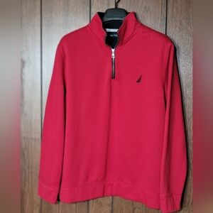 Nautical Long sleeve sweatshirt 1/4 zip Red size L mens